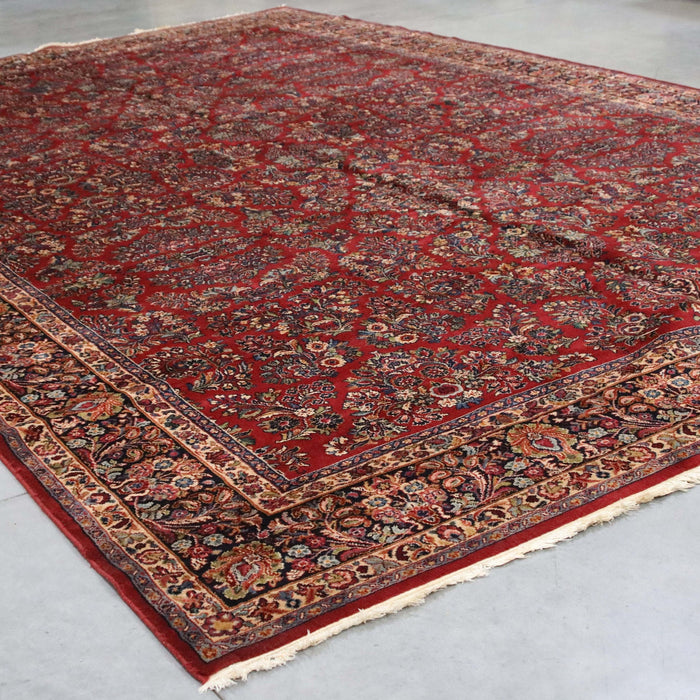 12x18 USA Karastan Persian Sarough Saruk Red Navy Blue Wool Rectangular Rug