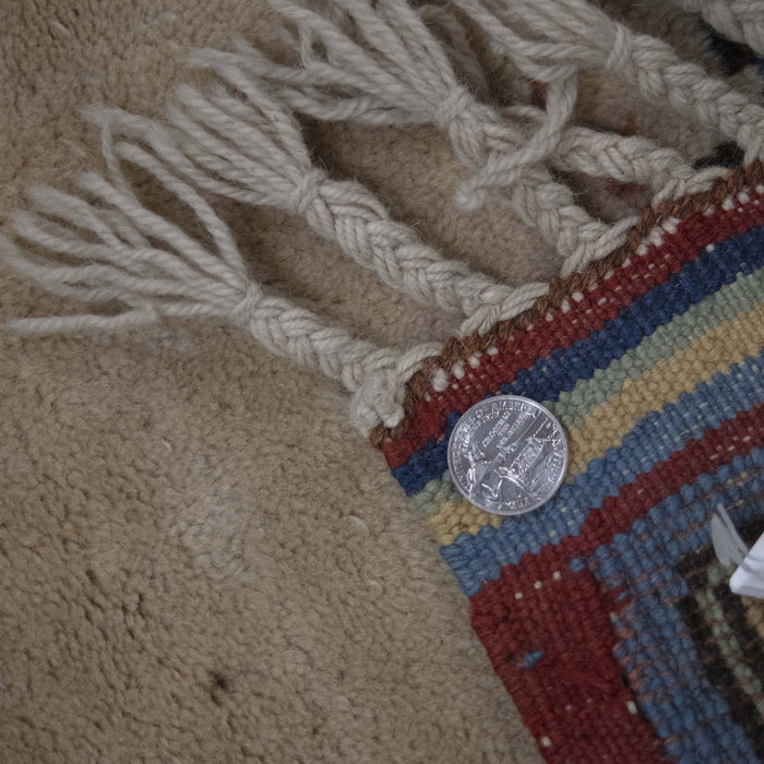 5x7 Turkey Turkish Ivory Blue Wool Rectangular Rug