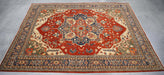 12x15 Pakistan Kazak Geometric Red Navy Blue Wool Rectangular Rug