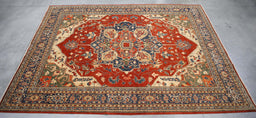 12x15 Pakistan Kazak Geometric Red Navy Blue Wool Rectangular Rug