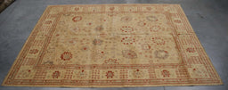 9x12 Pakistan Oushak Gold Ivory Wool Rectangular Rug