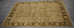 8x11 Pakistan Oushak Brown Green Wool Rectangular Rug