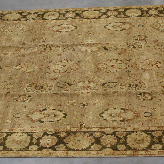 8x11 Pakistan Oushak Brown Green Wool Rectangular Rug