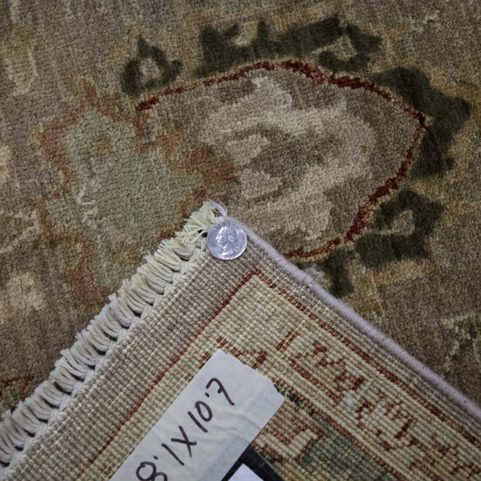 8x11 Pakistan Oushak Brown Green Wool Rectangular Rug
