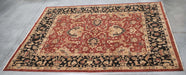 7x10 Pakistan Oushak Red Rust Black Wool Rectangular Rug