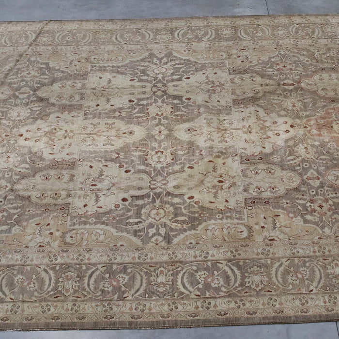 11x17 Pakistan Oushak Brown Ivory Wool Rectangular Rug