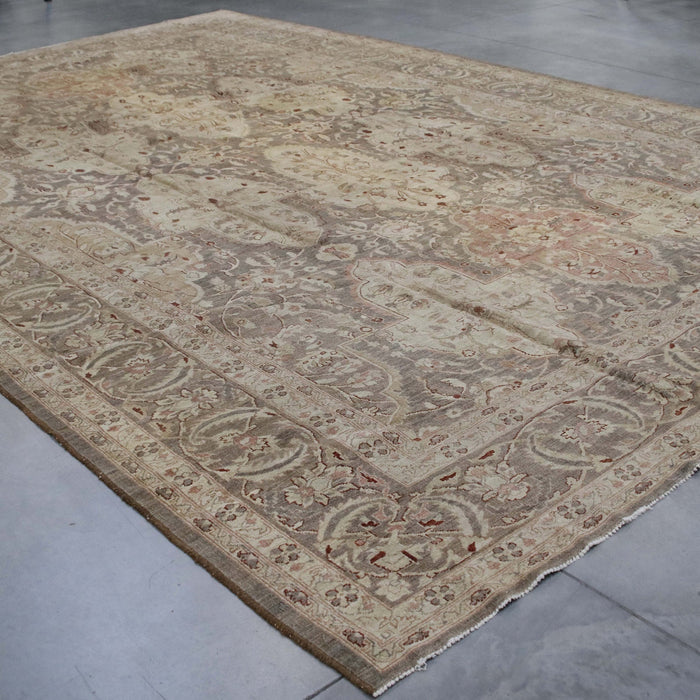 11x17 Pakistan Oushak Brown Ivory Wool Rectangular Rug