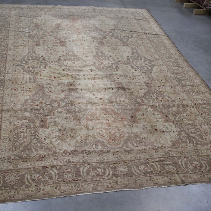 11x17 Pakistan Oushak Brown Ivory Wool Rectangular Rug