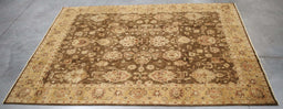 8x10 Pakistan Oushak Brown Gold Wool Rectangular Rug
