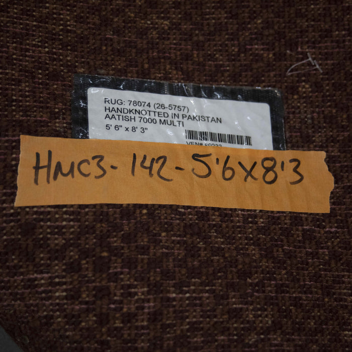 6x8 Pakistan Abstract Modern Contemporary Multicolored Brown Wool Rectangular Rug