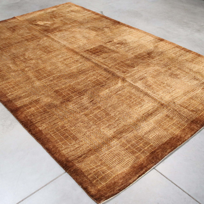 6x9 Pakistan Abstract Modern Contemporary Gradient Solid Brown Wool Rectangular Rug