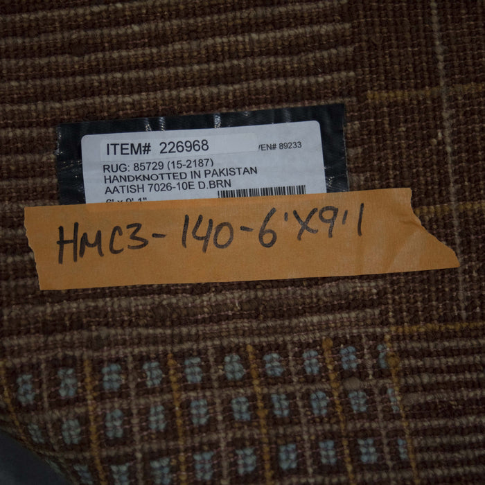 6x9 Pakistan Abstract Modern Contemporary Gradient Solid Brown Wool Rectangular Rug