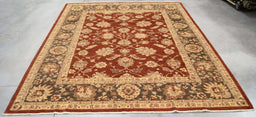 8x11 Pakistan Oushak Terracotta Brown Wool Rectangular Rug