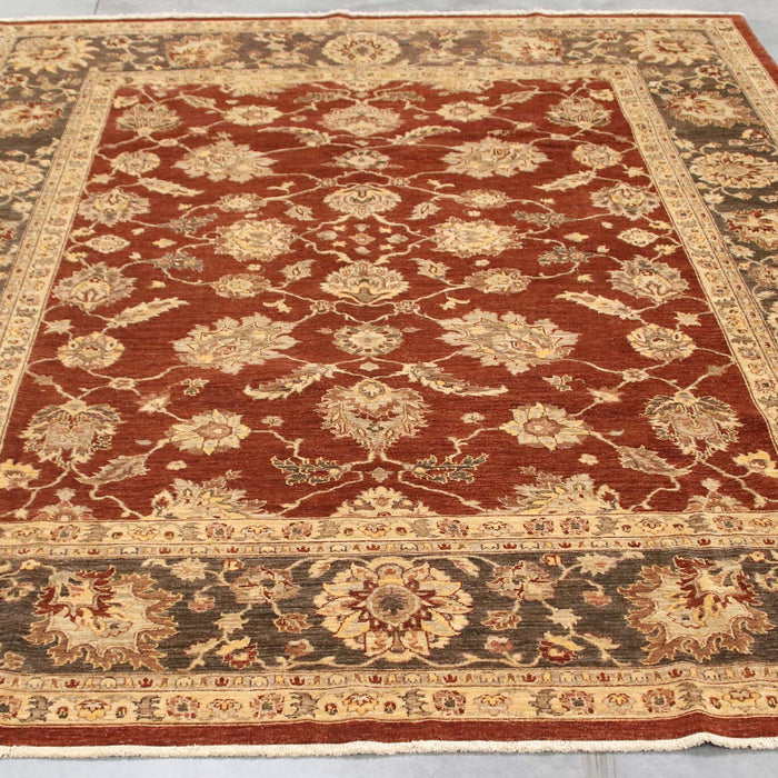 8x11 Pakistan Oushak Terracotta Brown Wool Rectangular Rug