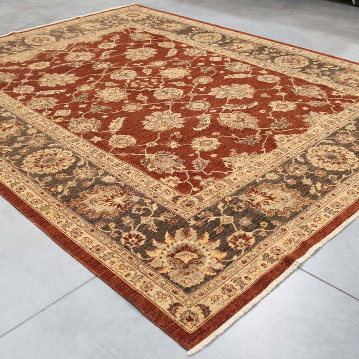 8x11 Pakistan Oushak Terracotta Brown Wool Rectangular Rug