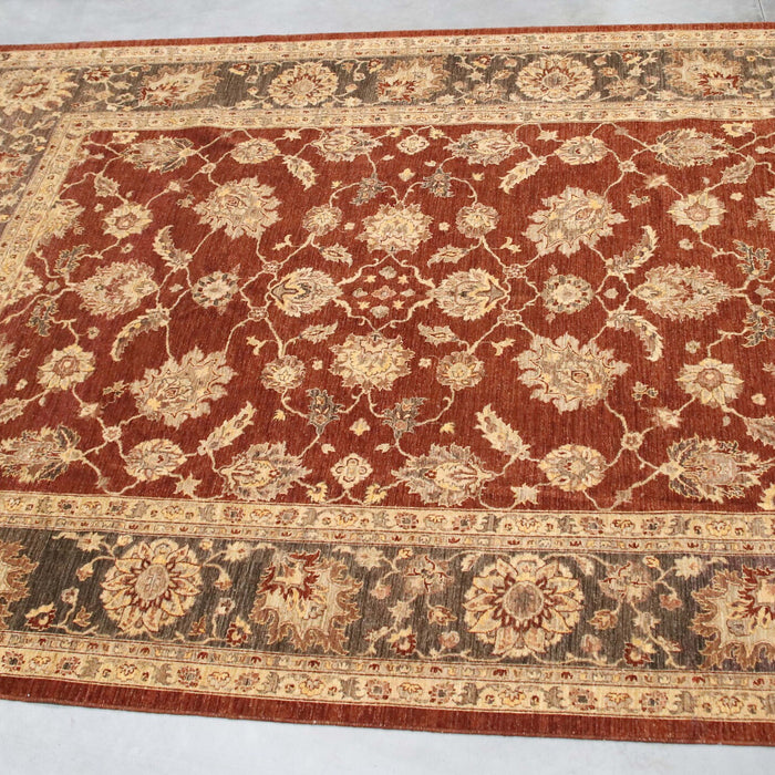 8x11 Pakistan Oushak Terracotta Brown Wool Rectangular Rug