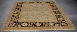 8x10 Pakistan Pak Persian Blue Black Wool Rectangular Rug