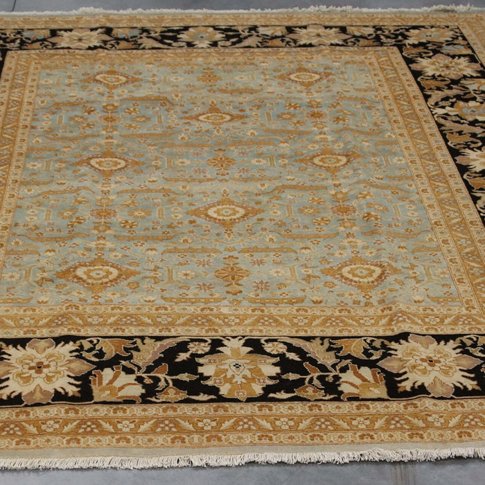 8x10 Pakistan Pak Persian Blue Black Wool Rectangular Rug