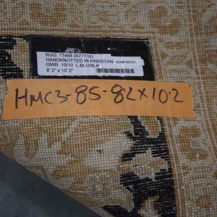 8x10 Pakistan Pak Persian Blue Black Wool Rectangular Rug