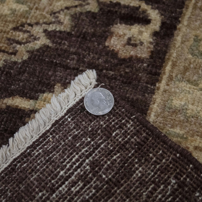 8x10 Pakistan Oushak Brown Ivory Wool Rectangular Rug