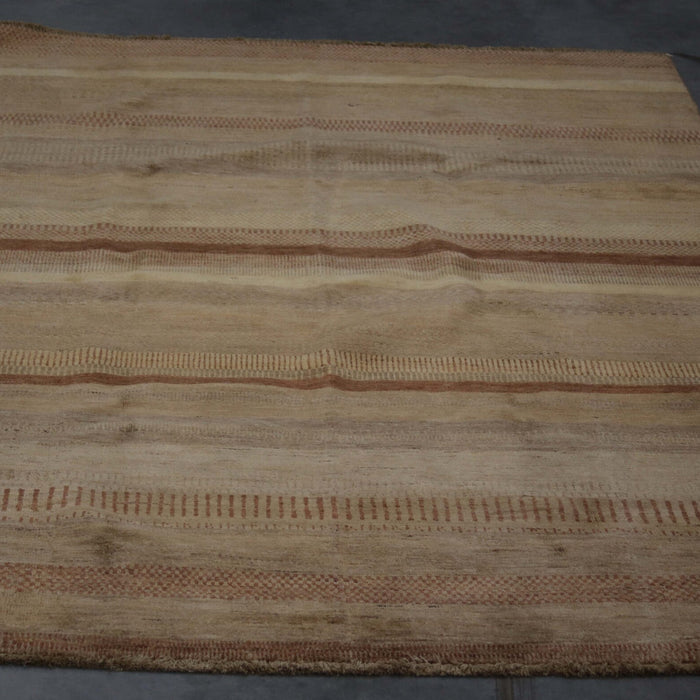 6x9 Pakistan Abstract Modern Contemporary Gradient Solid Brown Wool Rectangular Rug