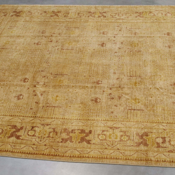 8x9 Pakistan Oushak Gold Brown Wool Rectangular Rug