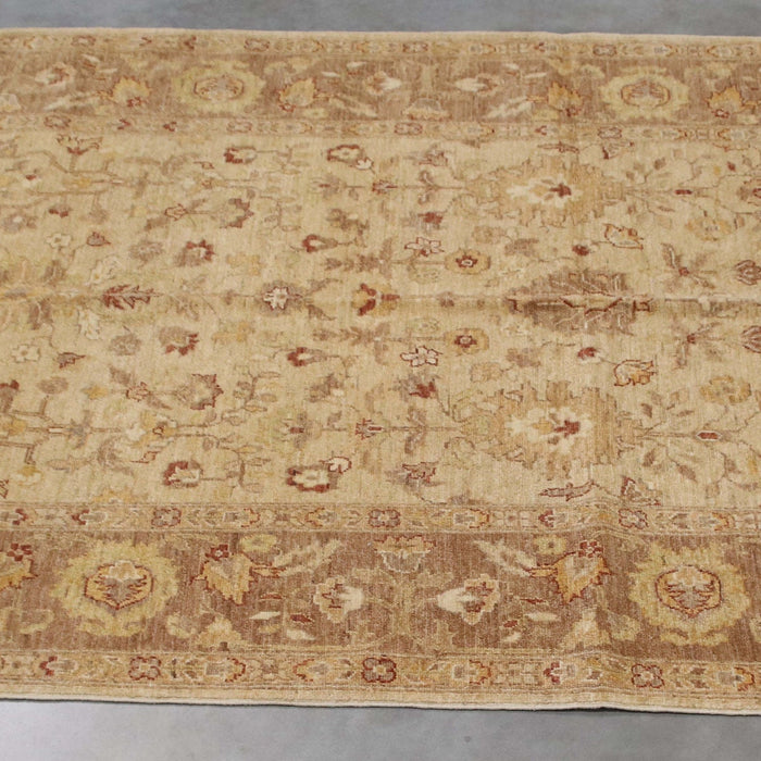 6x8 Pakistan Oushak Ivory Brown Wool Rectangular Rug