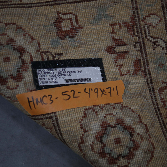 5x7 Pakistan Oushak Grey Gold Wool Rectangular Rug