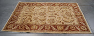 4x5 Pakistan Oushak Ivory Terracotta Wool Rectangular Rug