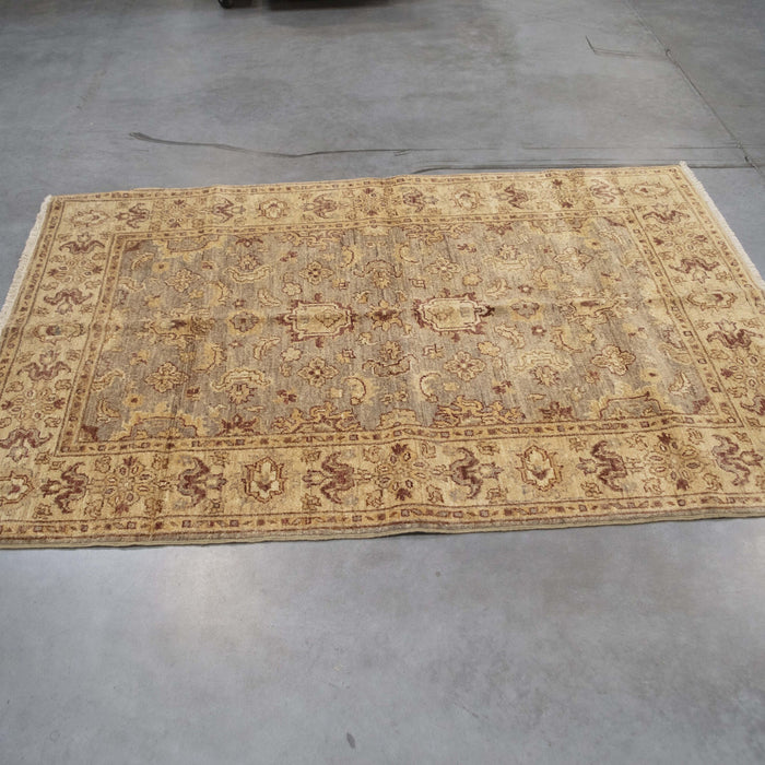4x6 Pakistan Oushak Brown Gold Wool Rectangular Rug