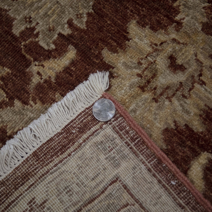 4x5 Pakistan Oushak Terracotta Green Wool Rectangular Rug