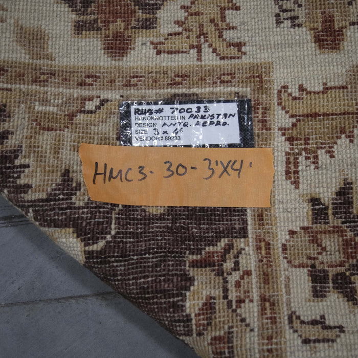 3x4 Pakistan Oushak Brown Ivory Wool Rectangular Rug