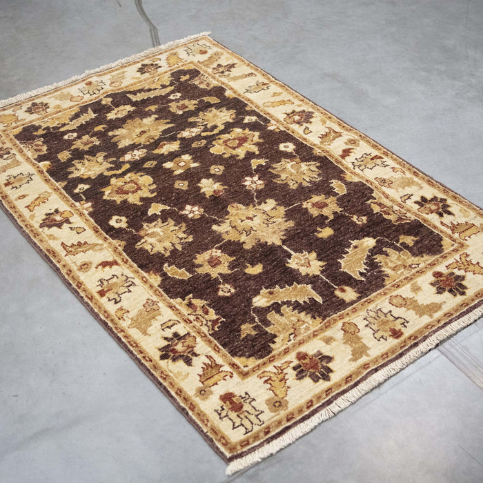3x4 Pakistan Oushak Brown Ivory Wool Rectangular Rug