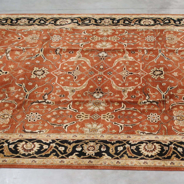 9x12 India Oushak Rust Red Black Wool Rectangular Rug
