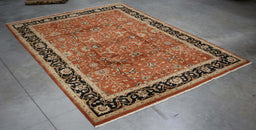 9x12 India Oushak Rust Red Black Wool Rectangular Rug