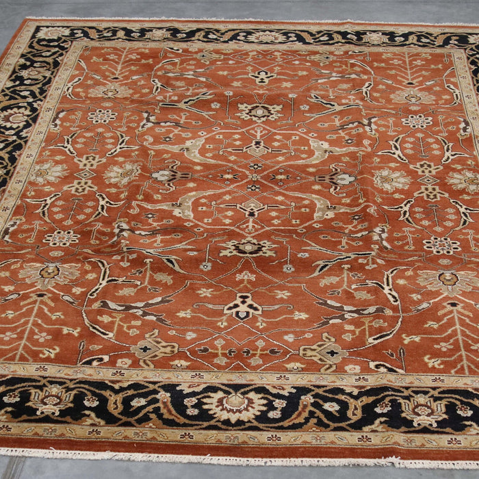 9x12 India Oushak Rust Red Black Wool Rectangular Rug