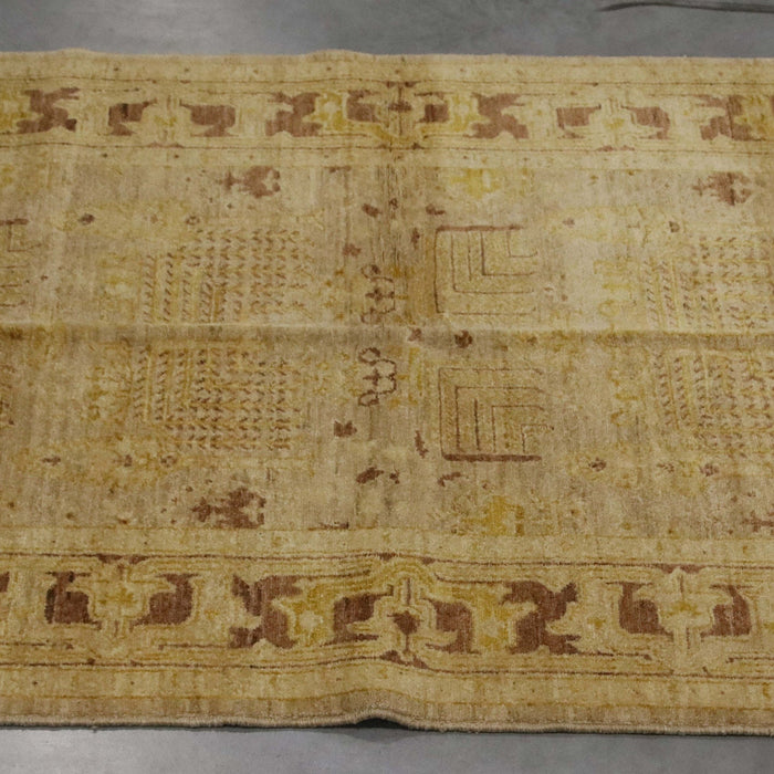 4x5 Pakistan Oushak Gold Brown Wool Rectangular Rug