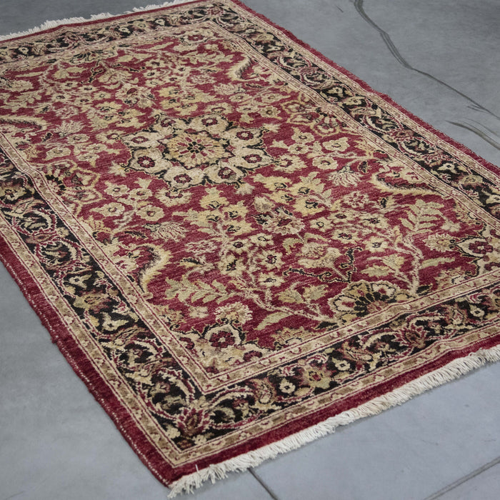 4x6 Pakistan Oushak Red Black Wool Rectangular Rug