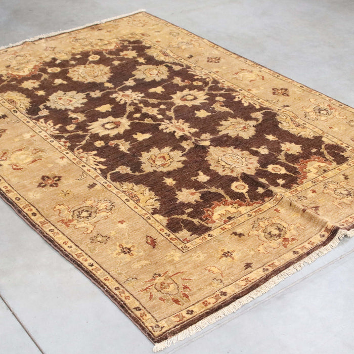 5x7 Pakistan Oushak Brown Gold Wool Rectangular Rug