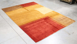 6x7 Pakistan Abstract Modern Contemporary Multicolored Gold Wool Rectangular Rug
