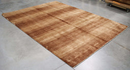 7x8 Pakistan Abstract Modern Contemporary Gradient Solid Brown Wool Rectangular Rug