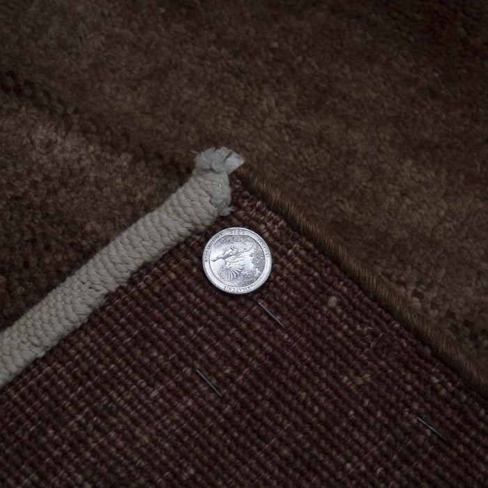 7x8 Pakistan Abstract Modern Contemporary Gradient Solid Brown Wool Rectangular Rug