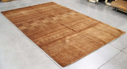 6x9 Pakistan Abstract Modern Contemporary Gradient Solid Brown Wool Rectangular Rug