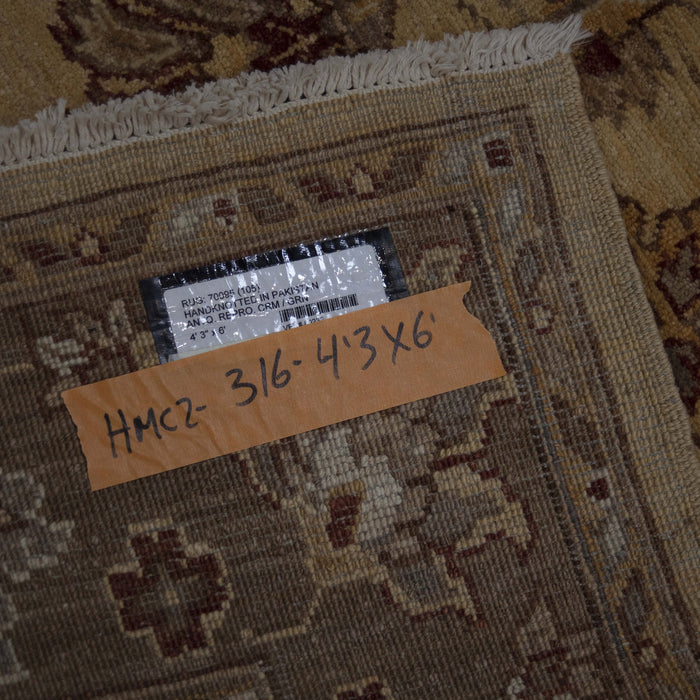 4x6 Pakistan Oushak Ivory Brown Wool Rectangular Rug