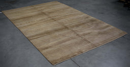 6x8 Pakistan Abstract Modern Contemporary Solid Brown Wool Rectangular Rug