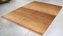 7x9 Pakistan Abstract Modern Contemporary Gradient Solid Brown Wool Rectangular Rug