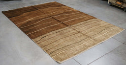 7x9 Pakistan Abstract Modern Contemporary Brown Wool Rectangular Rug