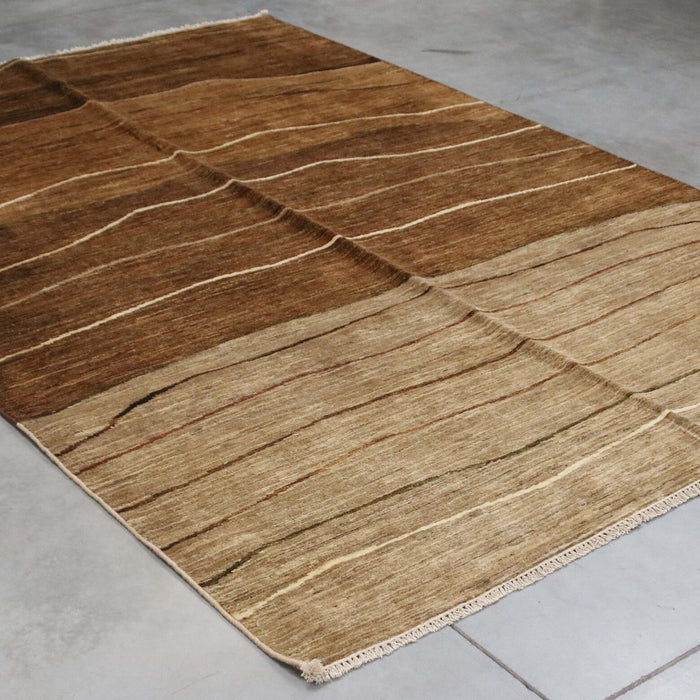 7x9 Pakistan Abstract Modern Contemporary Brown Wool Rectangular Rug