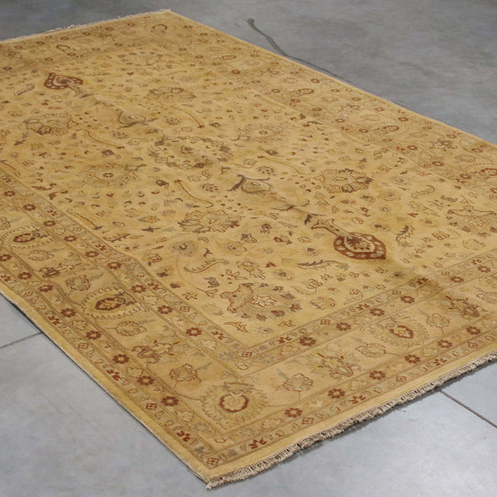 6x9 Pakistan Pak Persian Ivory Red Wool Rectangular Rug