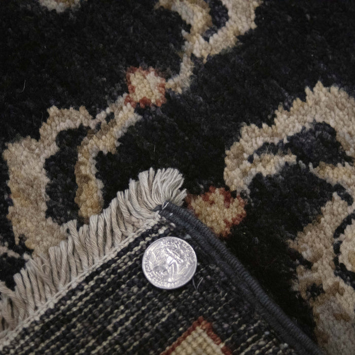 9x12 Pakistan Oushak Black Ivory Wool Rectangular Rug